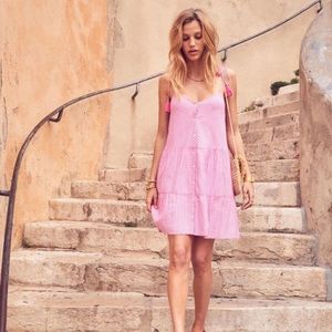 Sezane Felicie Dress, pink stripes, EUC